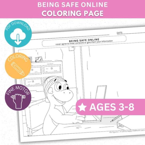 Being Safe Online - Internet Safety Coloring Sheet