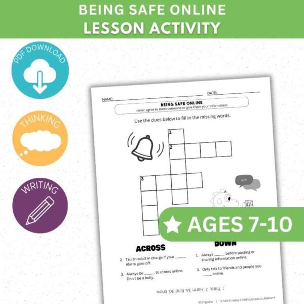 Being Safe Online Activity Worksheet - Crossword Puzzle