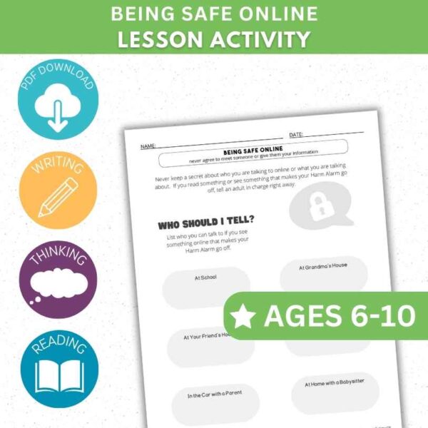 Being Safe Online Activity Worksheet - Fill In