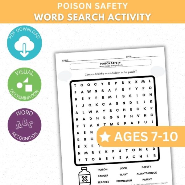 Poison Safety Activity - Wordsearch Activity